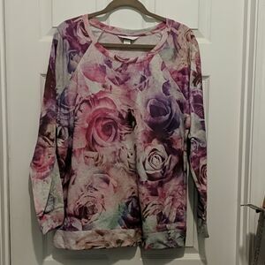 Christopher & Banks purple pink floral top Sz XL